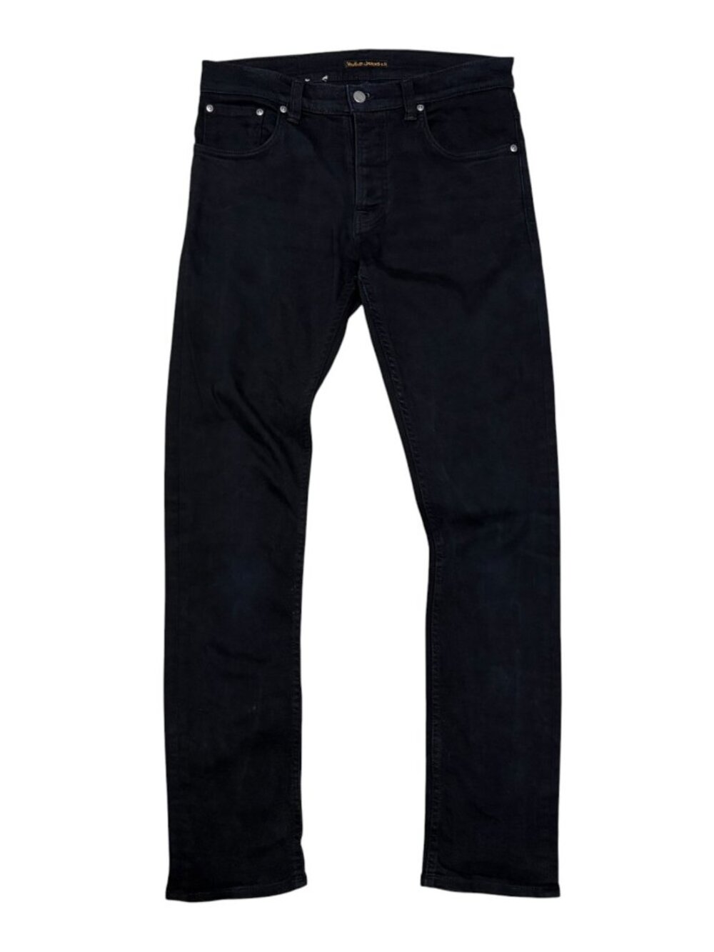 NUDIE JEANS Black Denim GRIM TIM Organic Cotton Pants Mens 32x34